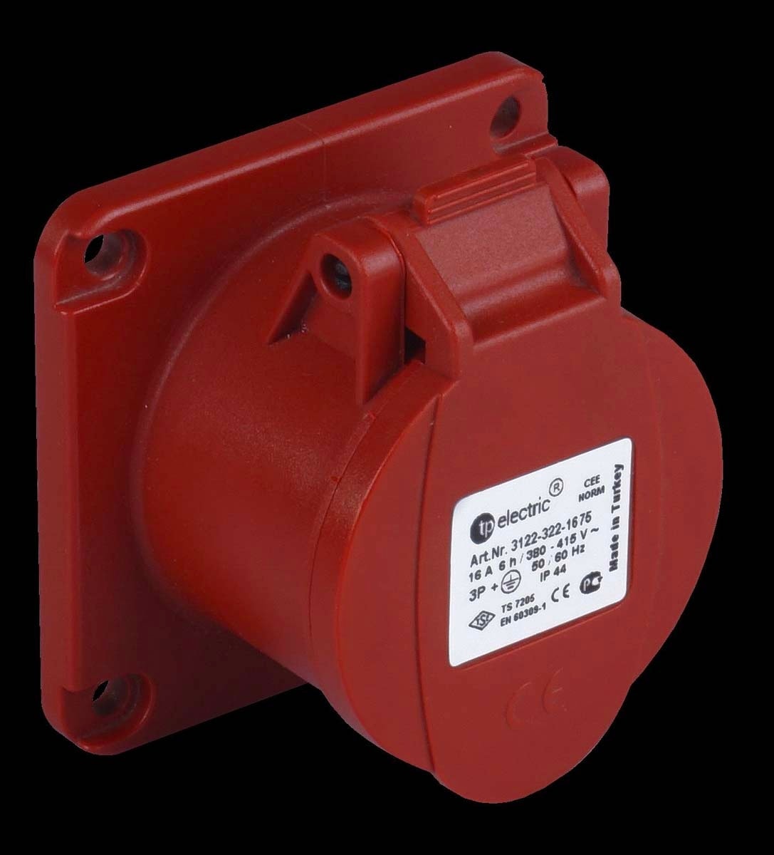 4 x 16a / Ip 44 - Makine Prizi (Düz) (Sabit Flanş)