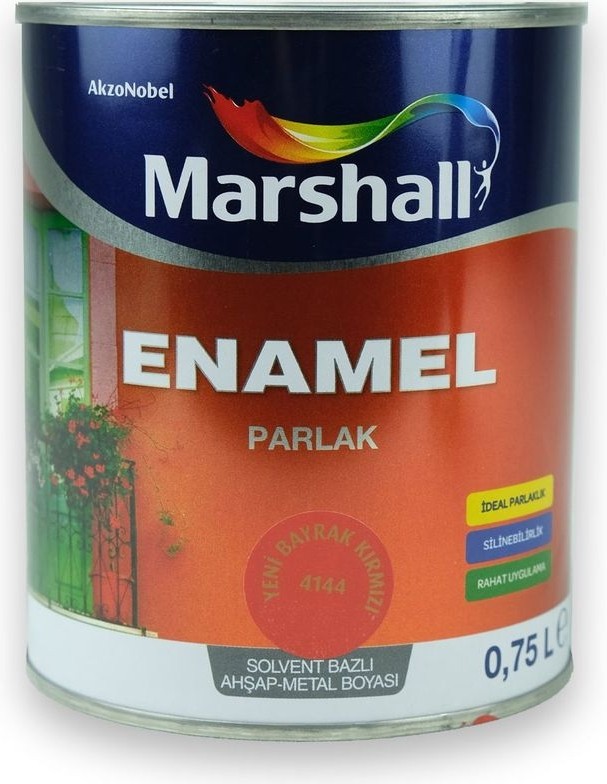Enamel Parlak Ahşap Metal Boyası Bayrak Kırmızı 0,75 L