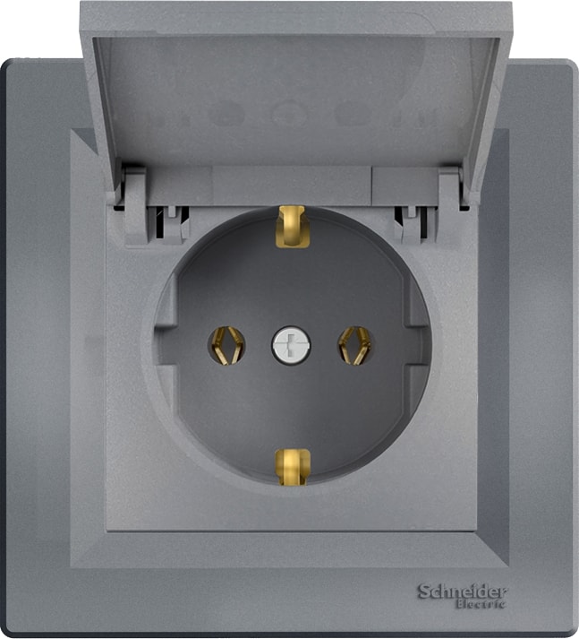 Schneider Asfora Plus Çelik Kapaklı Topraklı Priz Çerçeveli - EPH3100162