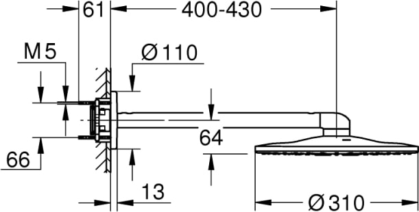 Rainshower Smartactive 310 Tepe Duşu Seti 430 Mm, 2 Akışlı - 26475A00