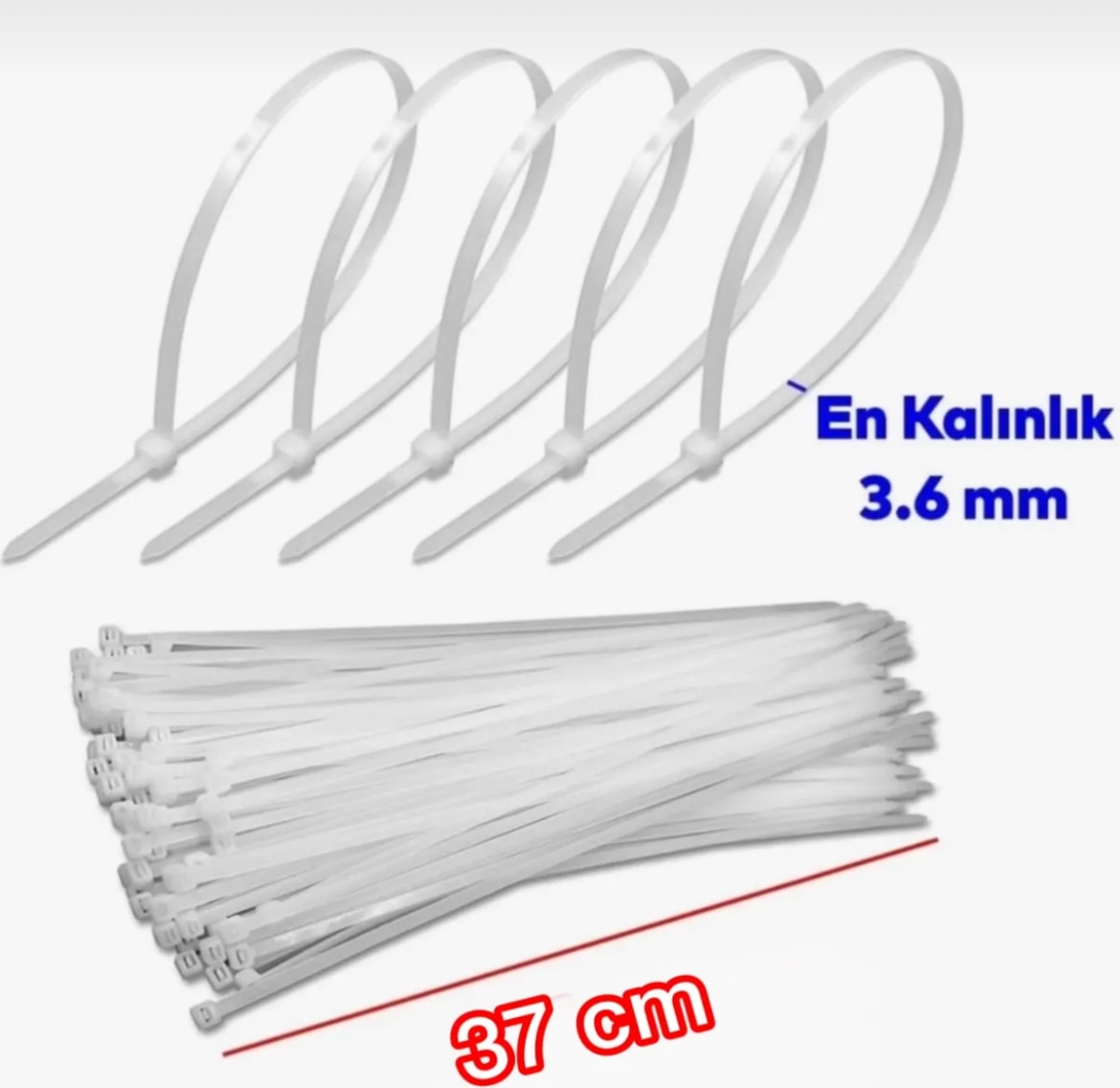 Plastik Cırt Kelepçe 3.6X370 mm (100 Adet) Beyaz