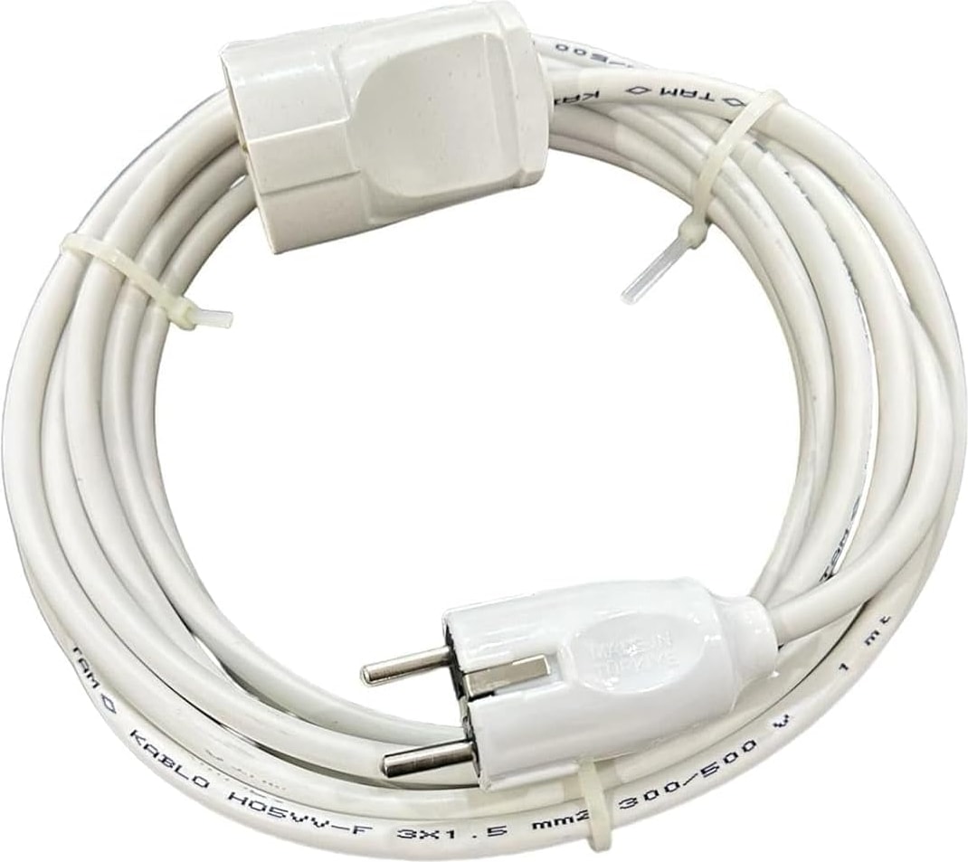 3x1,5 mm Cca Ttr Tekli Beyaz Renk Topraklı Kauçuk Seyyar Elektrik Kablosu