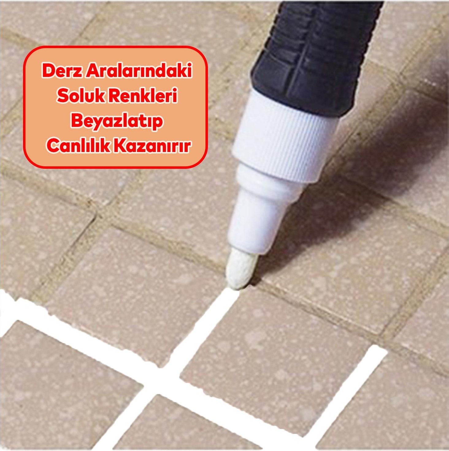 (3'lü Set) Fayans Beyaz Derz Boyama Boyası Kalemi + Fayans Arası Hazır Derz Dolgusu 380 gr