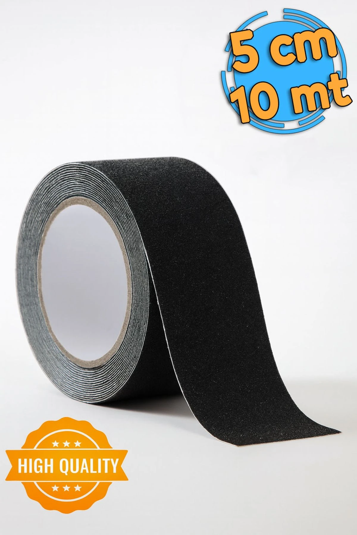 Merdiven Zemin Kaydırmaz Bant (5 CM X 10 METRE) Yapışkanlı Kaymaz Bant Siyah