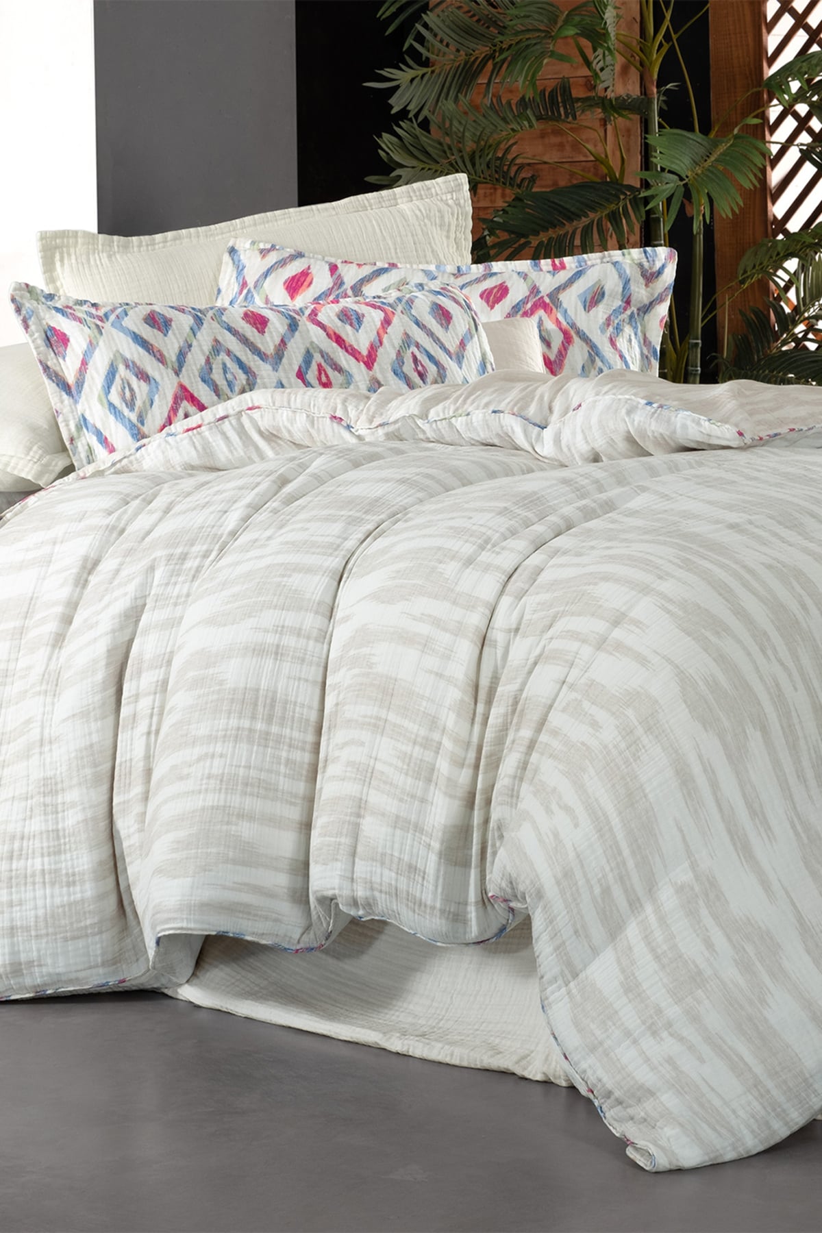 Mayorka Mavi Mood Comfort King Size (Battal Boy) %100 Pamuk Müslin Yıkamalı Nevresim Takımı