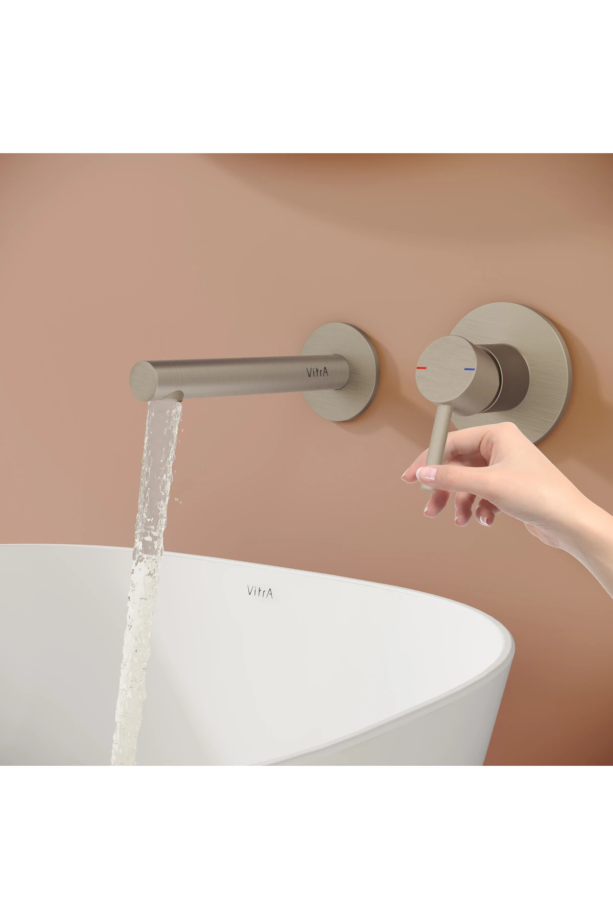 Origin A4258134 Ankastre Lavabo Bataryası, İki Rozetli, Sıva Üstü, Fırçalı Nikel