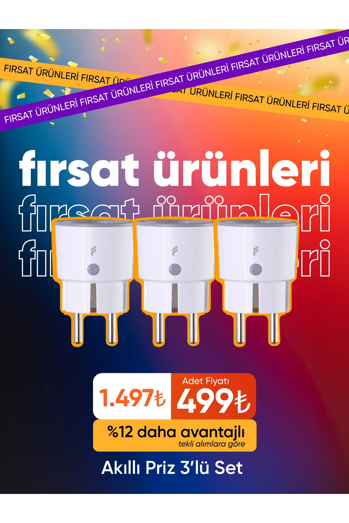 Akıllı Priz (16 AMPER) 3'lü Set, Uzaktan Kontrol, Anlık Enerji Tüketim Takip, Zamanlayıcı, Tuya