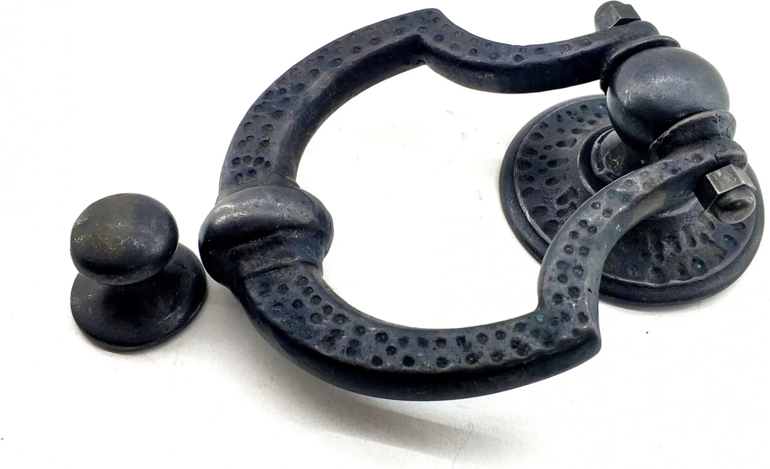 Antika Tarz Dekoratif Pirinç Dövme Kapı Tokmağı, Taktak - 150X105 Mm, Oksit
