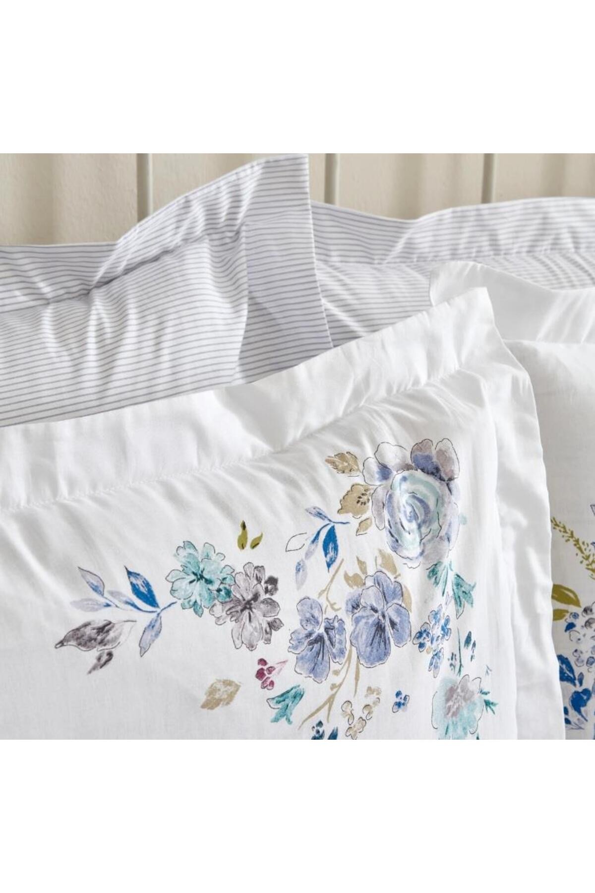 Nevresim Takımı %100 Pamuk Çift Kişilik Floral Lila