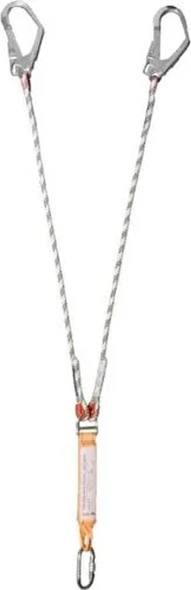 EKS 242-3 ŞOK EMİCİLİ VE ÇELİK KARABİNALI ÇİFT BACAKLI DİKİŞLİ LANYARD