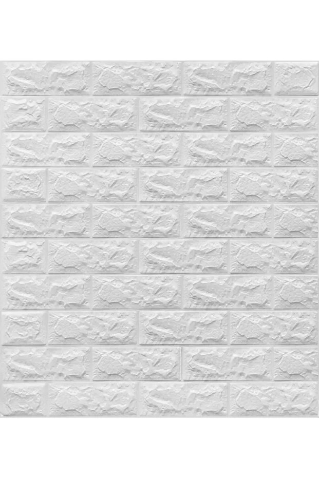 Yapışkanlı Sünger Beyaz Tuğla Duvar Kağıdı Kaplama Paneli 70x77 cm 6 Adet