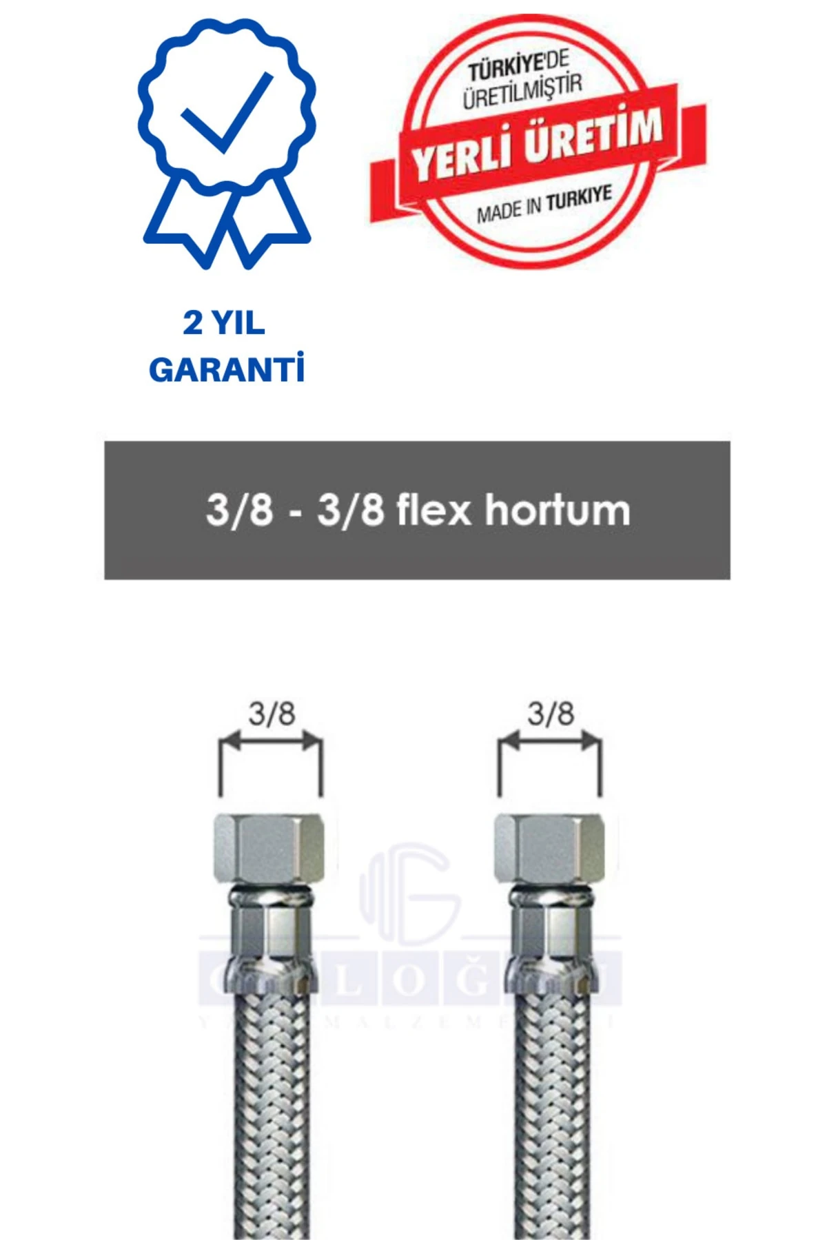 3/8*3/8 60 Cm Çelik Flex Bağlantı Hortumu