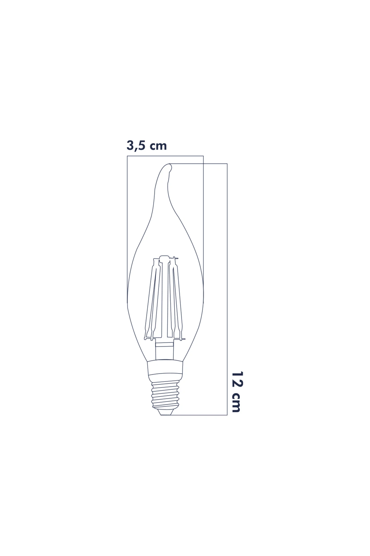 Dekoratif Kıvrık Buji Mum Avize Ampulü 6W E14 6500K Beyaz Işık ERD-94