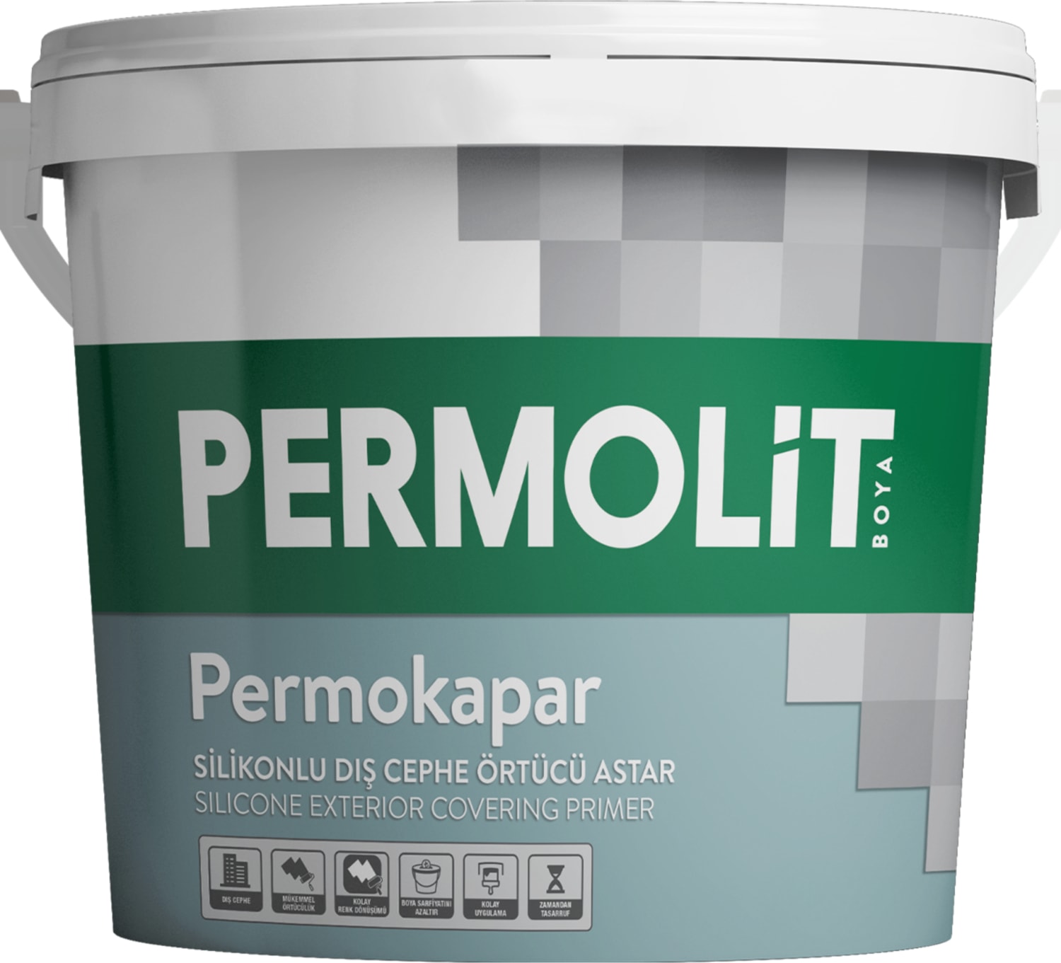 Permokapar Silikonlu Dış Cephe Örtücü Astar Beyaz 3,5kg - 10KG - 20KG | Minimum Boya Sarfiyatı, Renk Dalgalanmasını Önler