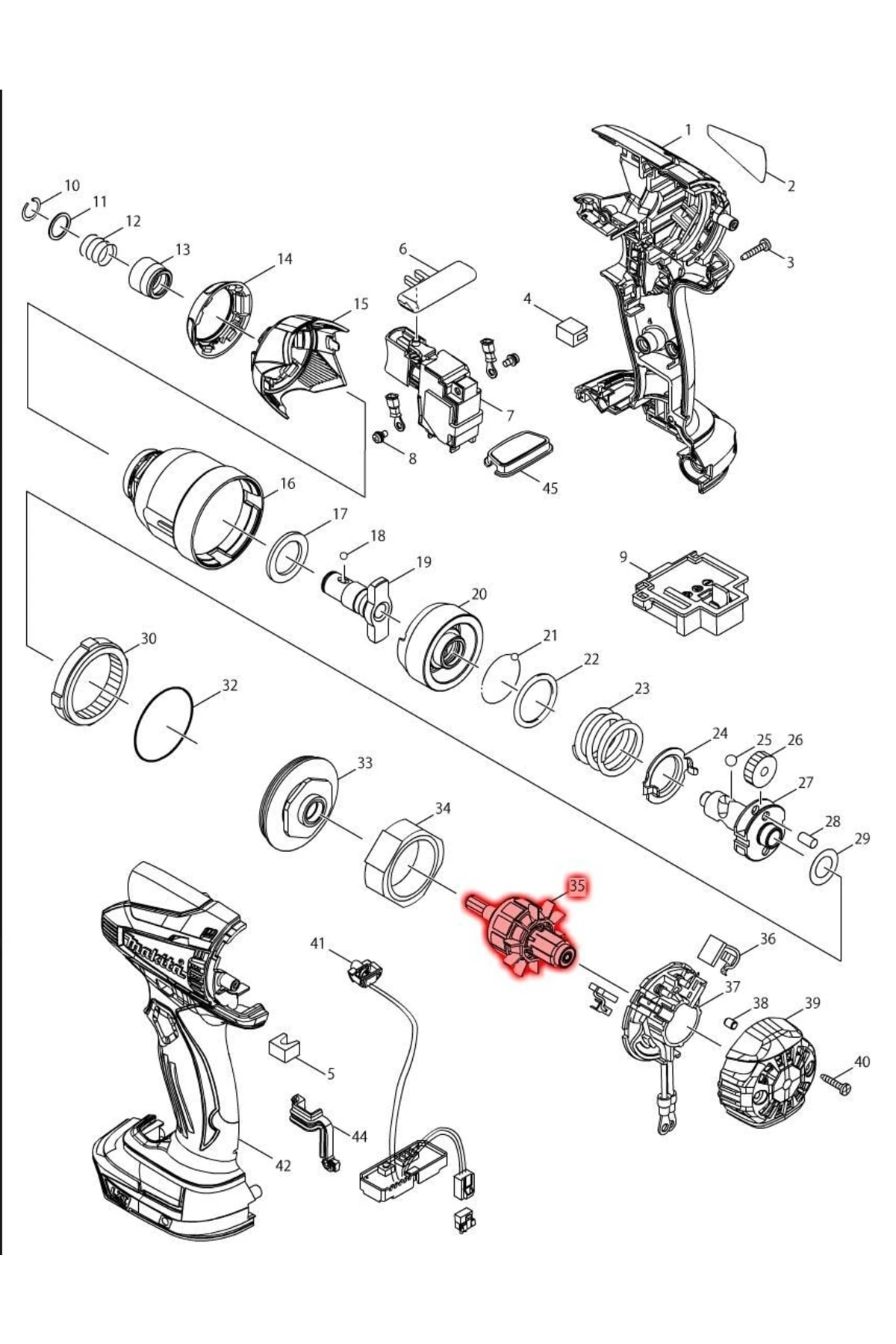 Makita Dtd134rhx1 Endüvi Rotor Kollektör Ürün Kodu 619370-2