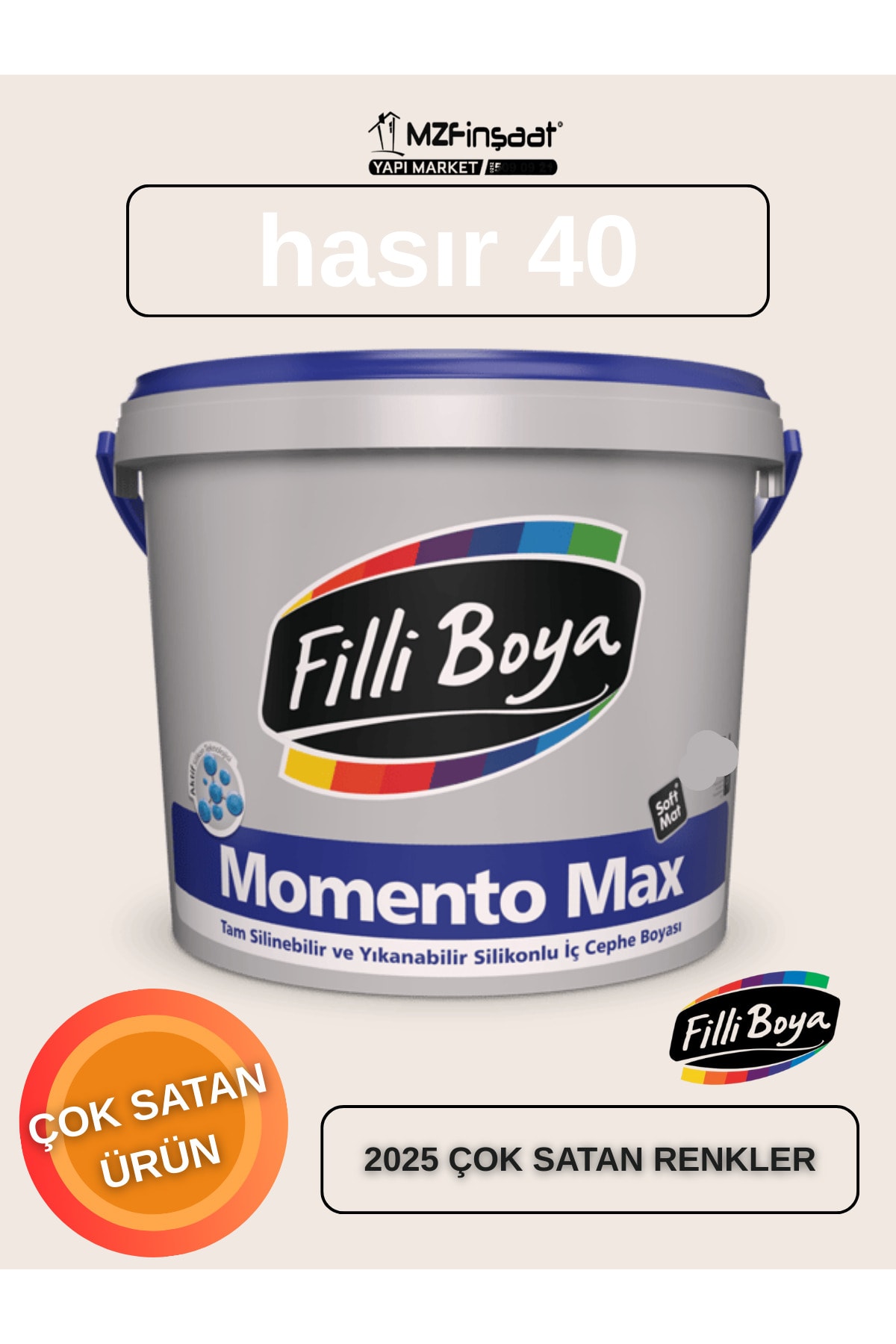 Momento Max Silikonlu İç Cephe Boyası 15L-SİLİNEBİLİR-MAT BOYA-YÜKSEK KAPATICILIK-KOKUSUZ