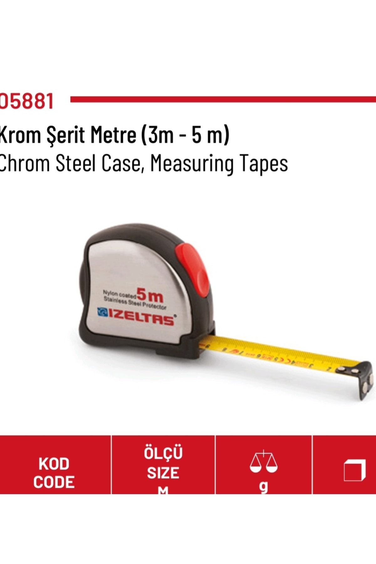 Şerit Metre (Krom) 5mt