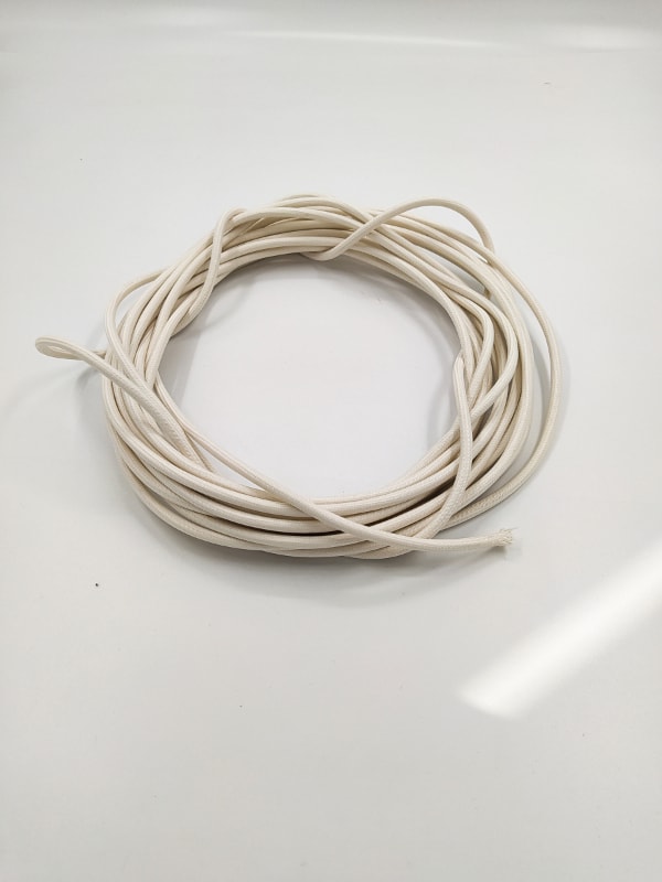 Dekoratif Örgülü Kumaş Kablo Beyaz Renk 2X0,50MM 1 Metre