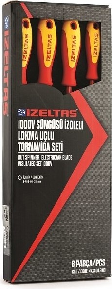 1000V Süngüsü Izoleli Lokma Uçlu Tornavida Seti 8 Parça