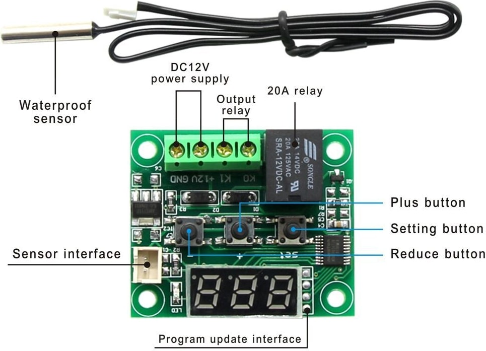 Dc 12V Mini Termostat Sıcaklık Kontrol Devresi -50-110C