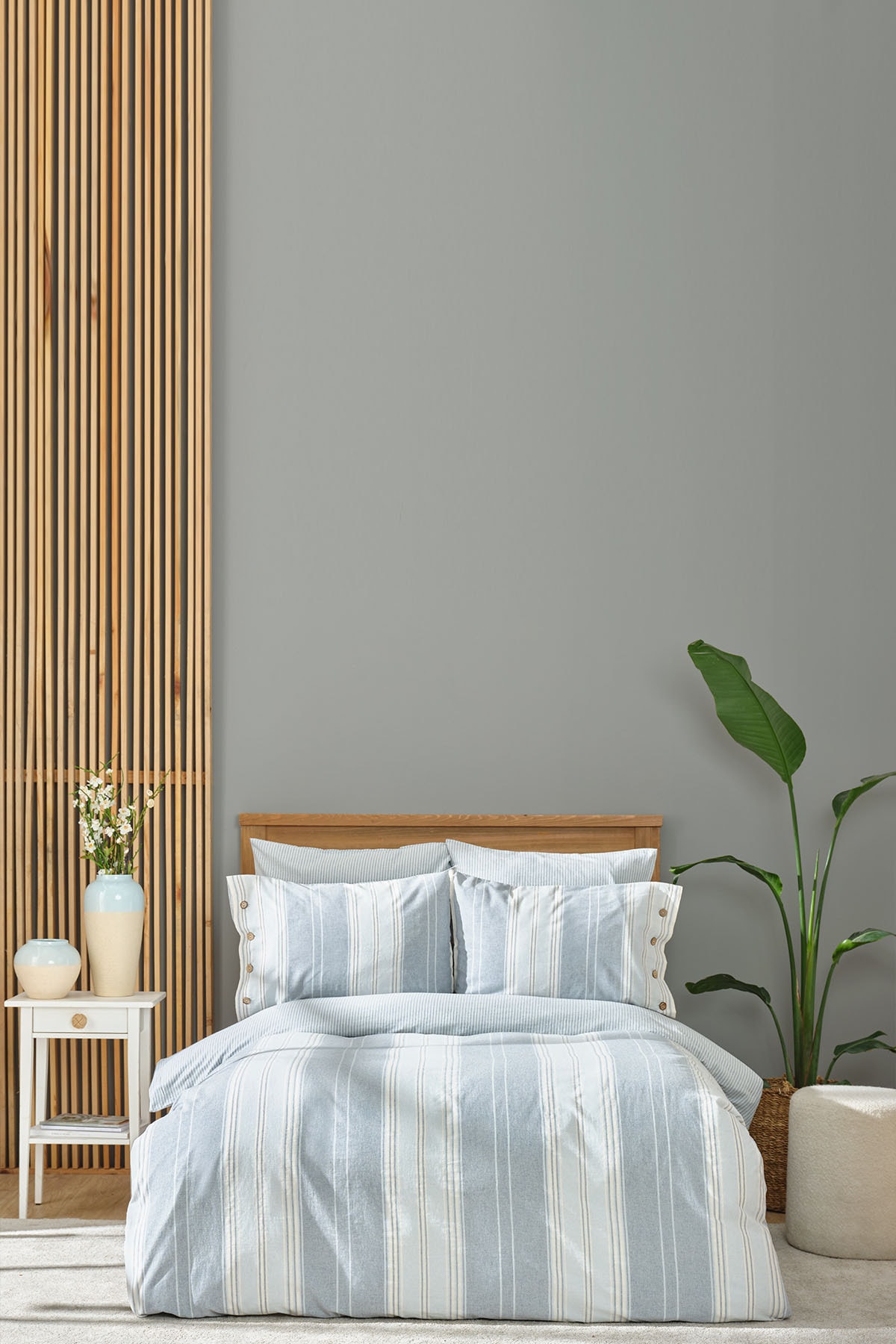 Palma Indigo Tek Kişilik İpliği Boyalı Nevresim Takımı