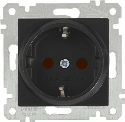 Topraklı Priz Metalik Siyah 2200 600 0284 Çerçeve Hariç