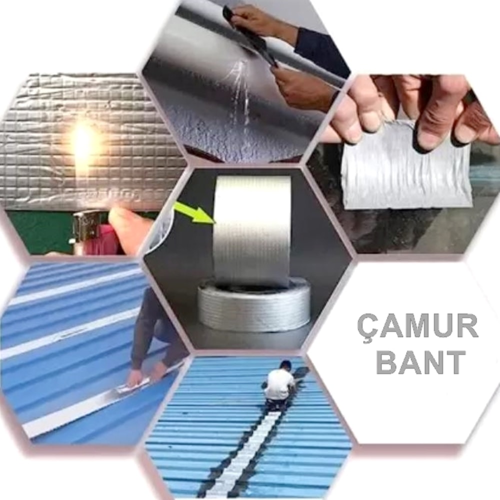 OZKUVVET Çamur Bant 5cmx1.5mt Su Geçirmez Yalıtım Bandı Boru Çatı Çatlak Sızdırmaz izolasyon Bandı Sakız