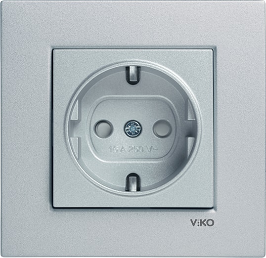 Novella Gümüş Çocuk Korumalı Topraklı Priz Çerçeveli