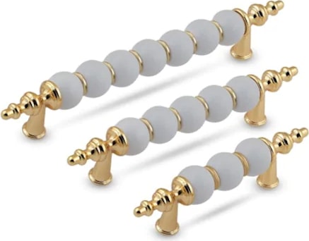 Polimer Modern Lüks Mobilya Dolap Çekmece Kulpları 64 mm Altın