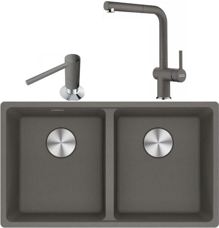 Maris Mrg 120-35-35 Stone Grey Granit Eviye + Active Plus Doccia 2.0 Armatür + Comfort Sıvı Sabunluk Üçlü Set
