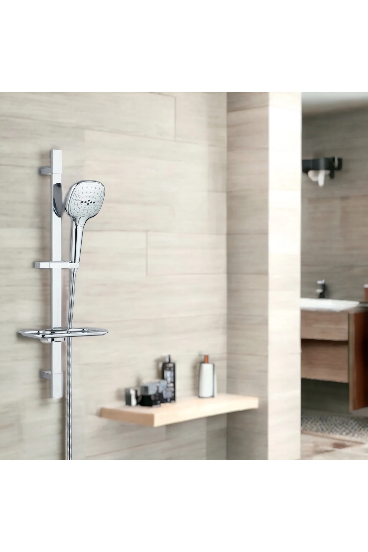 Novita Banyo Bataryası T-may Ayvacık Kare Borulu Hareketli Sürgülü Duş Seti Üst Takımı