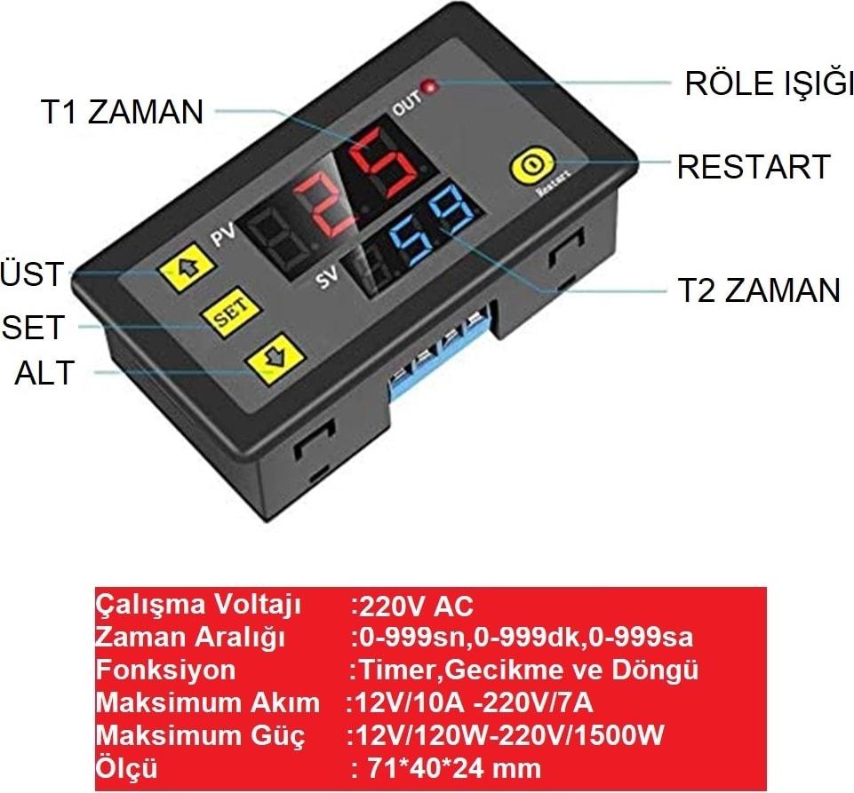 T3230 220V 1500W Timer Zaman Rölesi