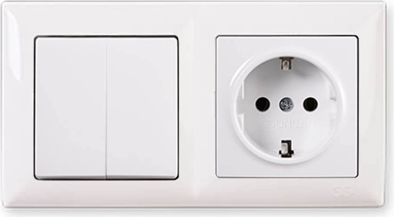 Visage Beyaz 2'li Set Komütatör ve Topraklı Priz Set