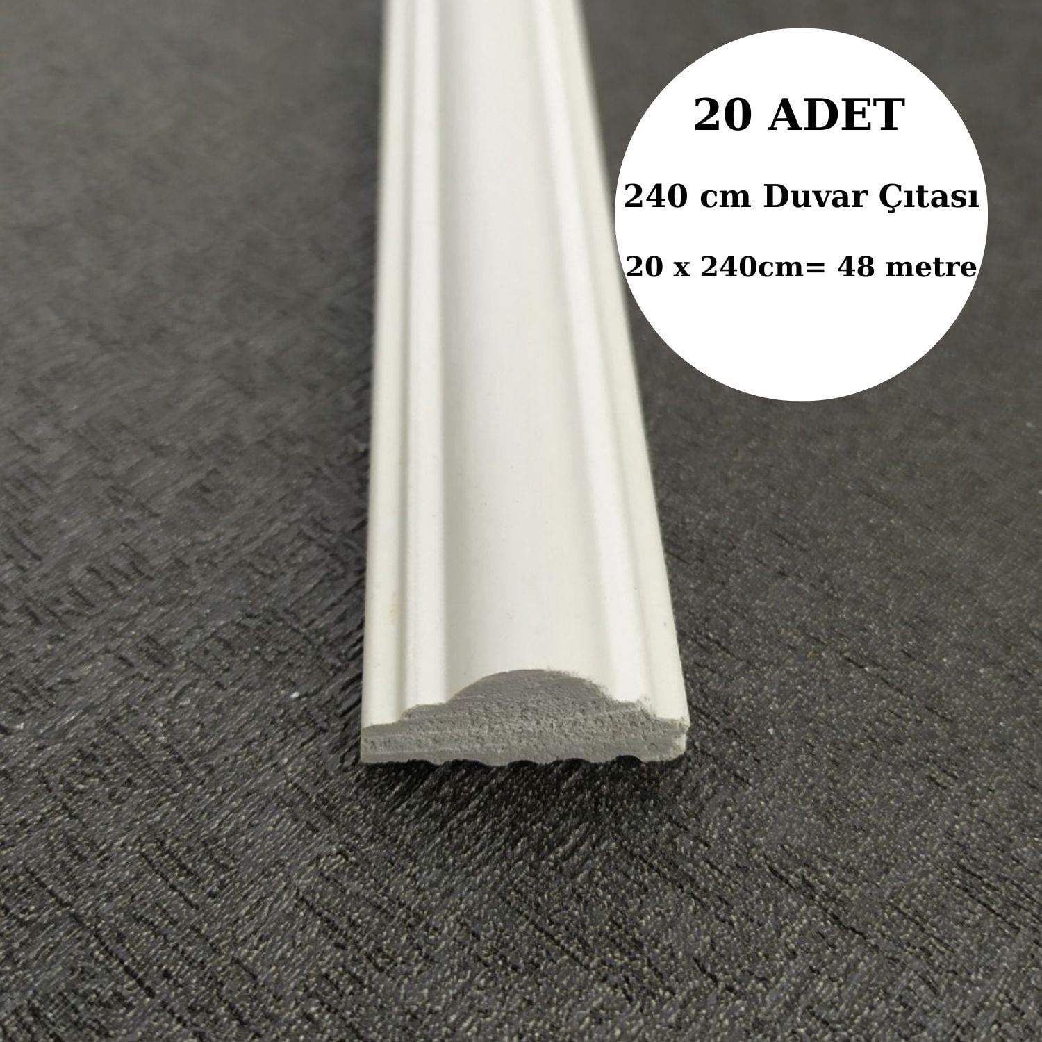 Dekoratif Boyanabilir 20 Adet 2,5 cm Polistren Duvar Çıtası