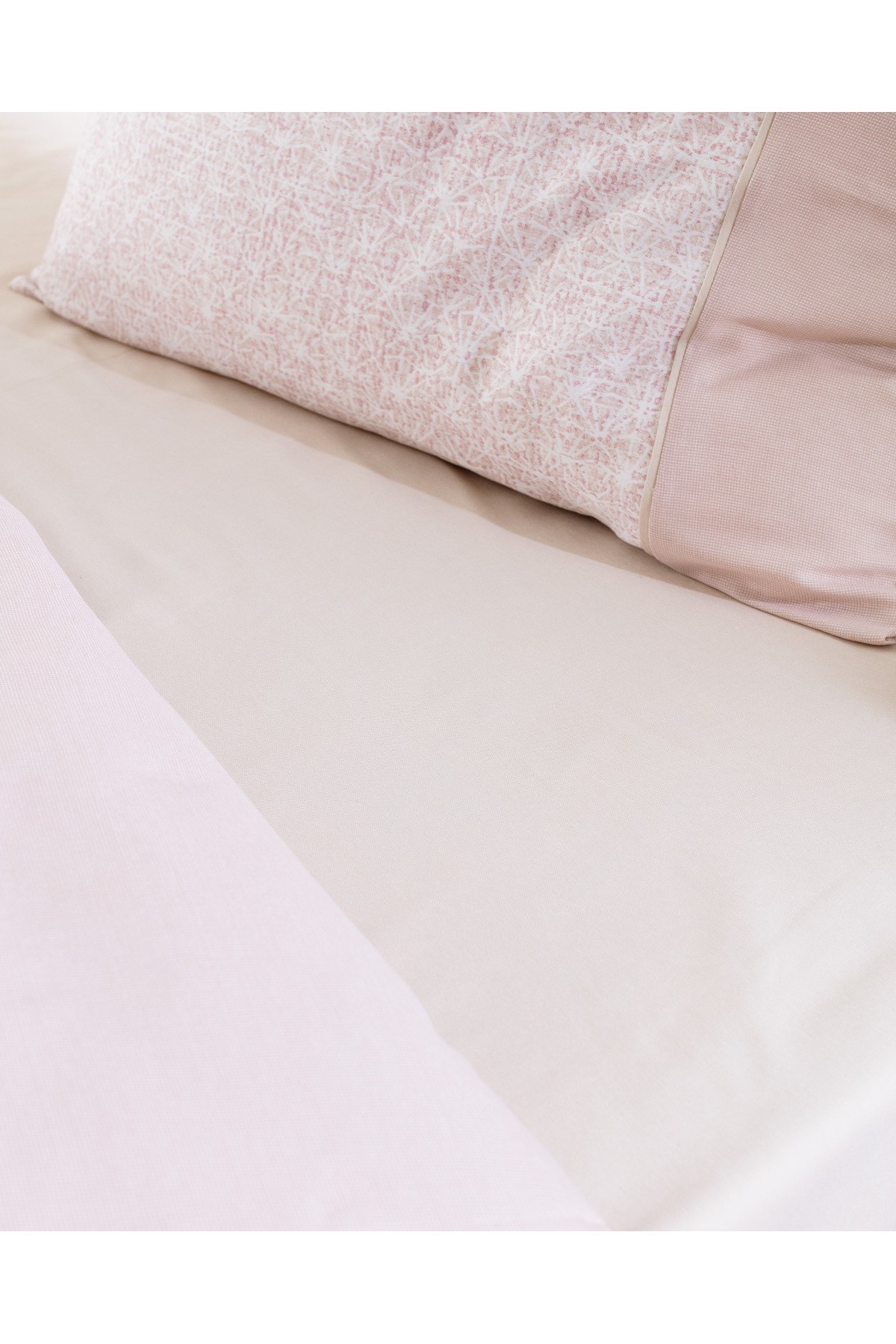Astrid %100 Pamuk King Size Crep Baskılı Nevresim Takımı - Pudra