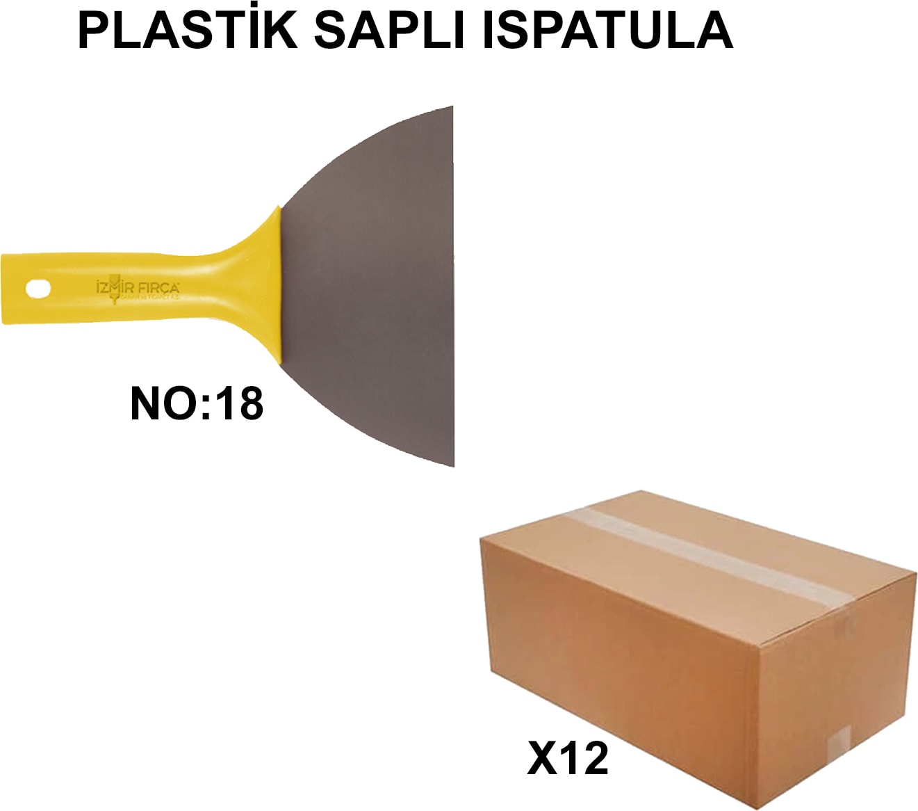 İZMİR FIRÇA Izmir Fırça Arge Toptan Plastik Saplı Ispatula No:18 - 12 Adet 007239