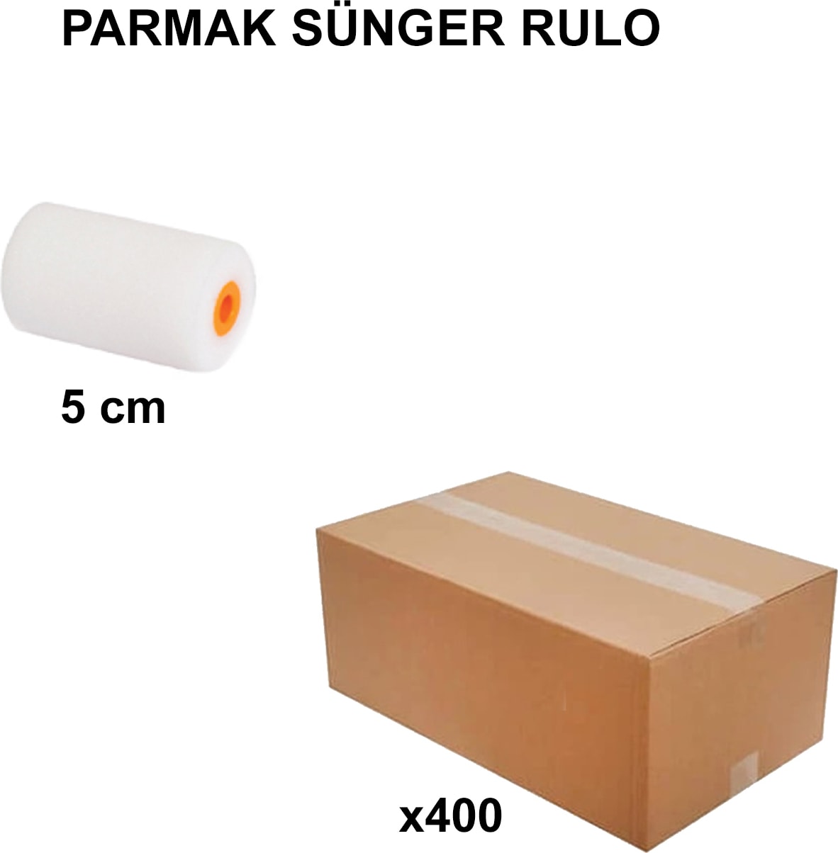 İZMİR FIRÇA Izmir Fırça Arge Toptan Parmak Rulo Sünger Yedek 5 cm Tekli- 400 Adet 012660