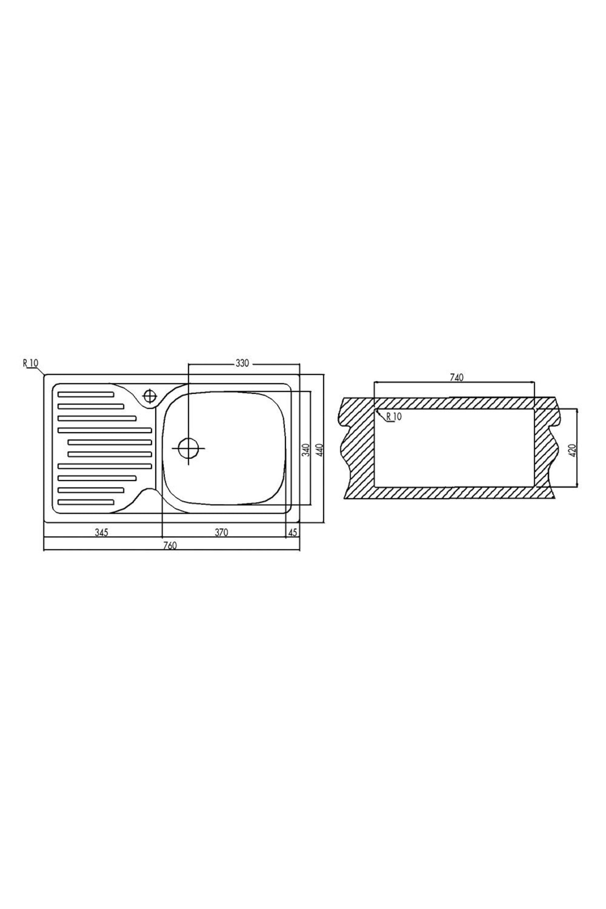 Infant 45 Mikroketen Sağ Damlalıklı Evye