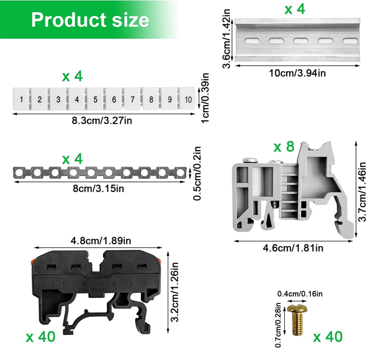 40'lı Paket Dın Ray Terminali,0,08-4 Mm² PCT-211 Dın Ray Terminalleri,siyah Terminal Bloğu Kiti,elektrik Bağlantı Bloğu (Yurt Dışından)