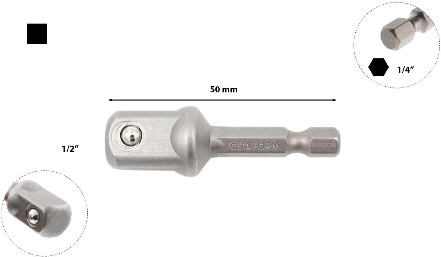Ceta Lokma Adaptörü 1/2" - 1/4" x 50MM BT/7030