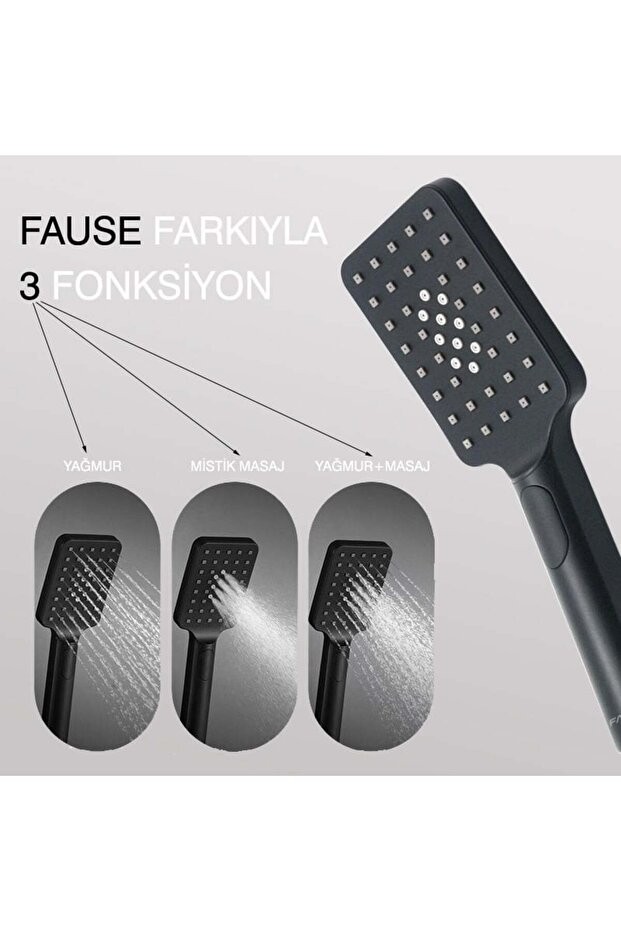 Sürgülü Duş Seti 3 Fonksiyonlu Siyah KSS122-B