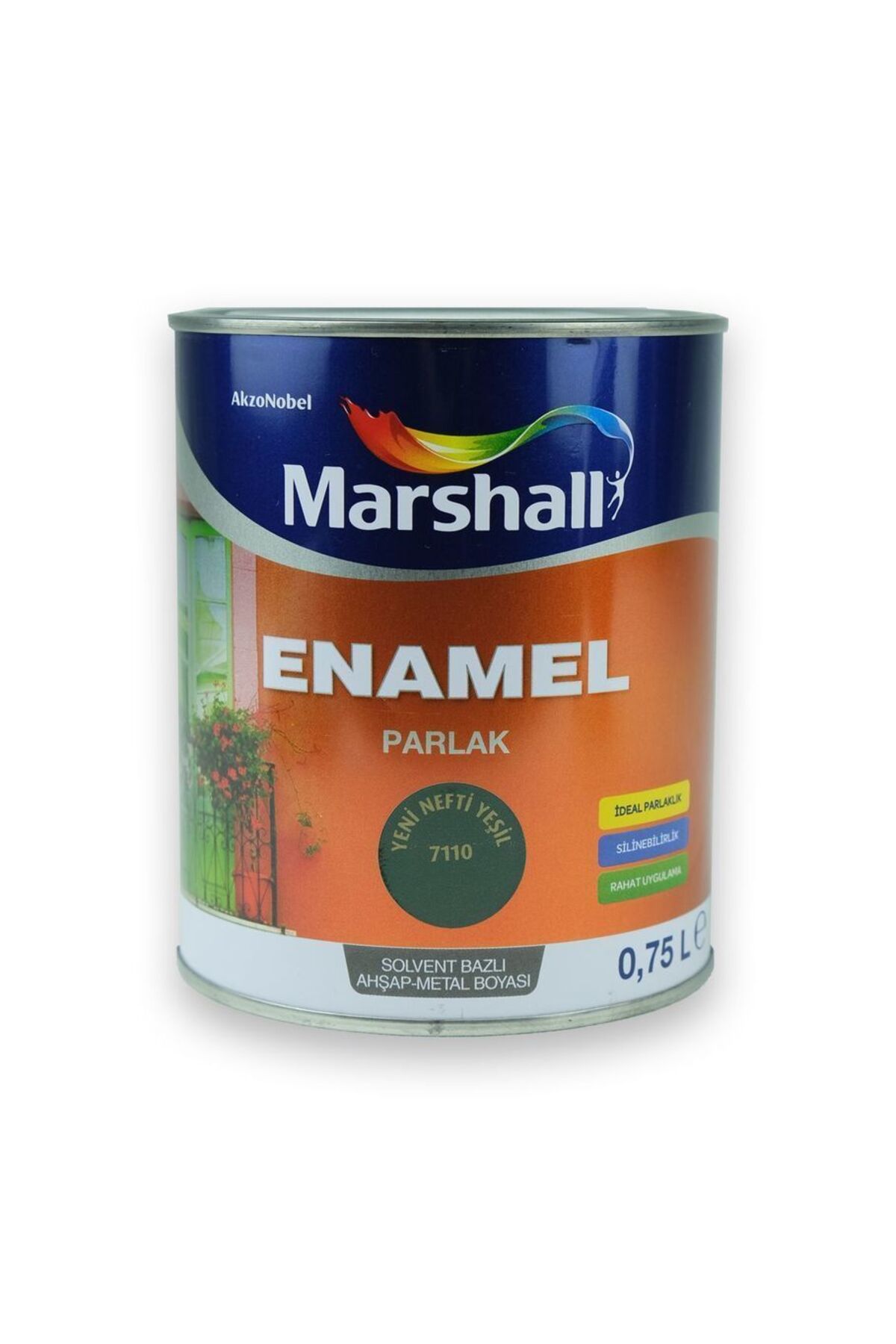 Enamel Parlak Ahşap Metal Boyası Nefti Yeşil 0,75 L