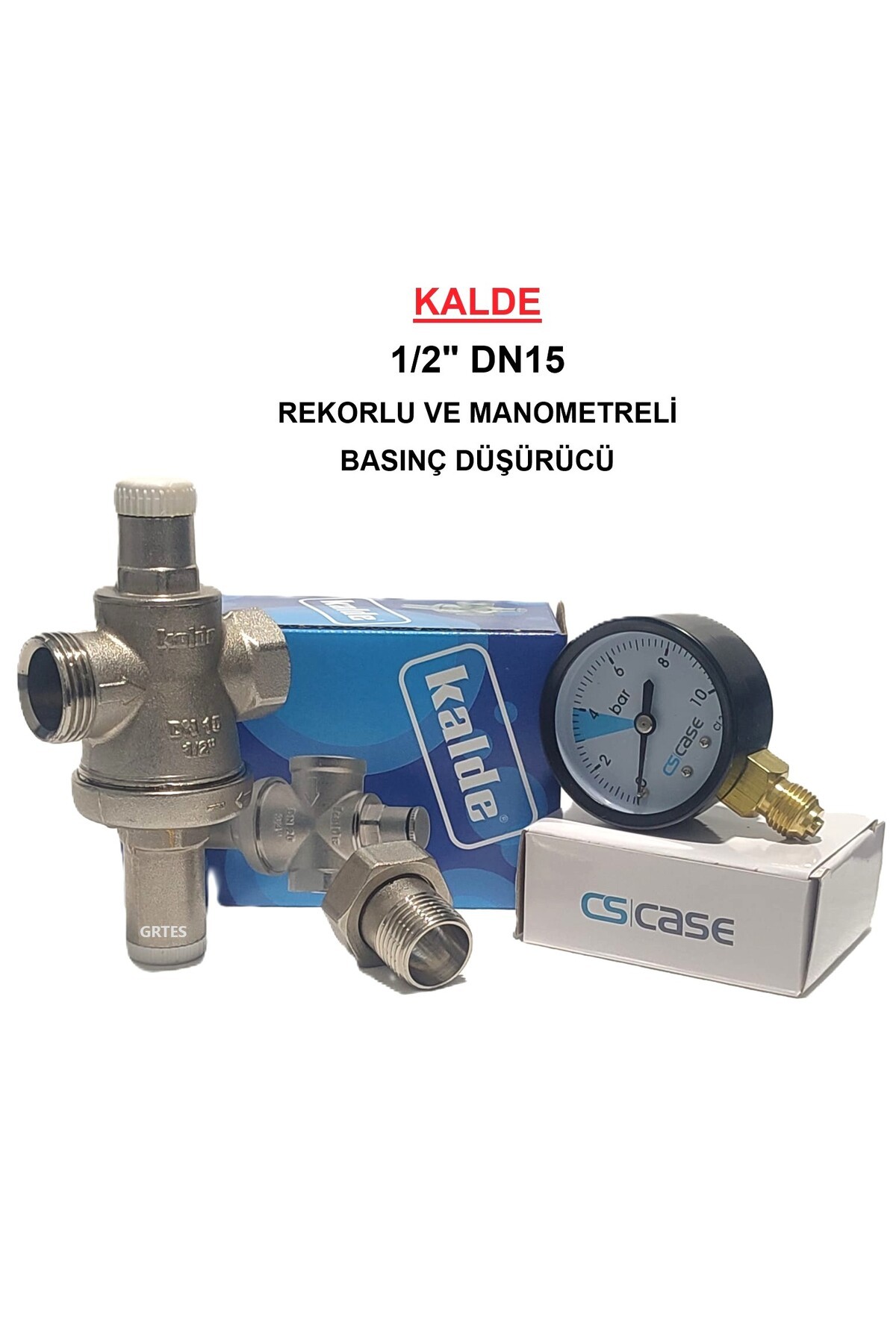 1/2" DN15 Rekorlu Su Basınç Düşürücü + Case Manometre - Pressure Reducing Valves (With Manometer)
