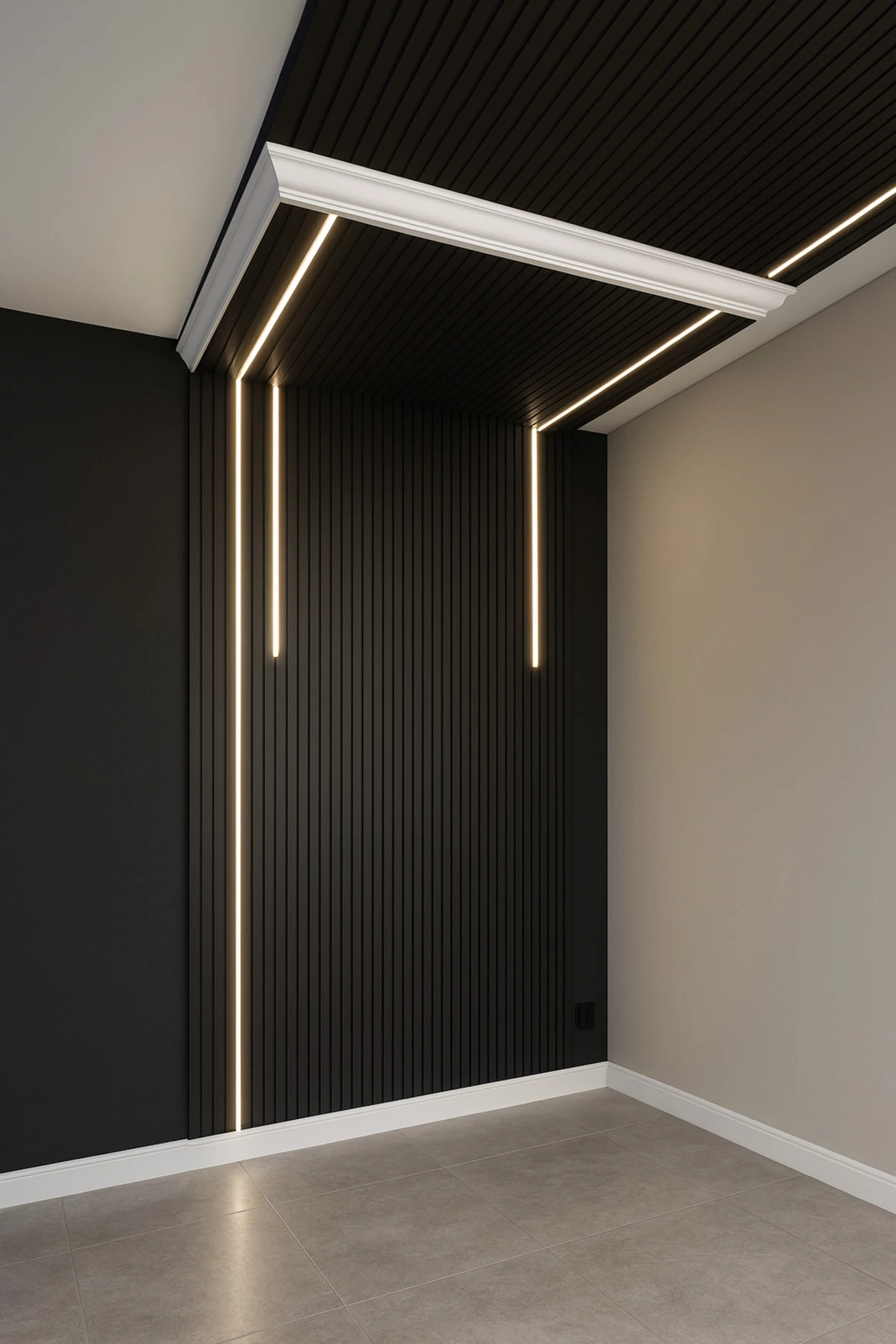 MDF Tavan & Duvar Lambri Seti (10 Adet) 12x280 cm Siyah Ahşap Görünümlü Dekoratif Kaplama Paneli