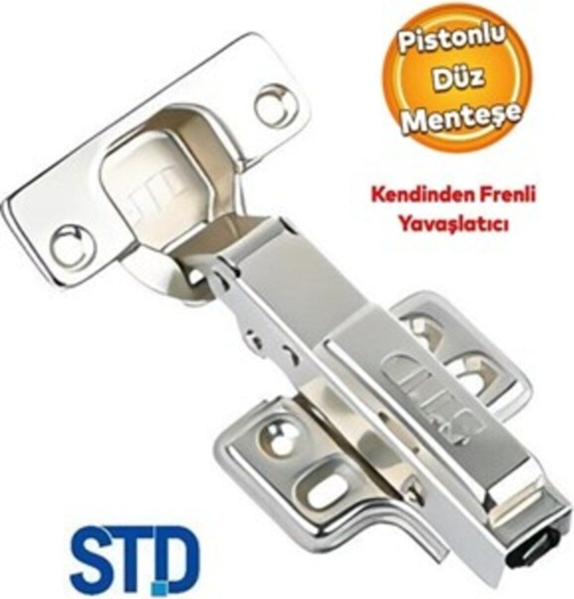 Frenli Pistonlu Düz Menteşe (Yavaş Kapanan) (1 Adet) - Taban Dahil