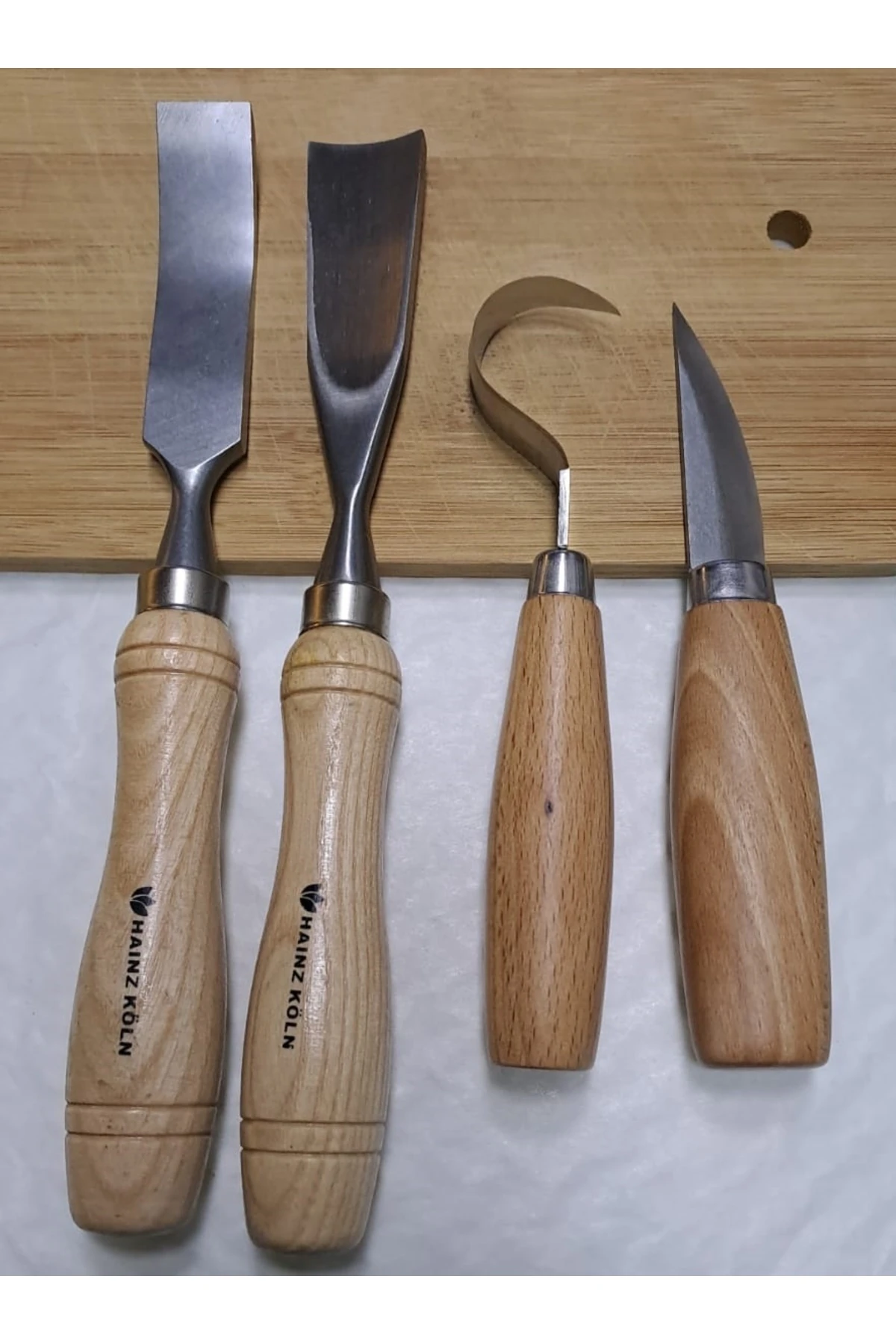 Ahşap oyma ıskarpela alet seti Kaşık Heykel Kuksa oval düz Oyma yontma kıvrık Bıçak 4 lü