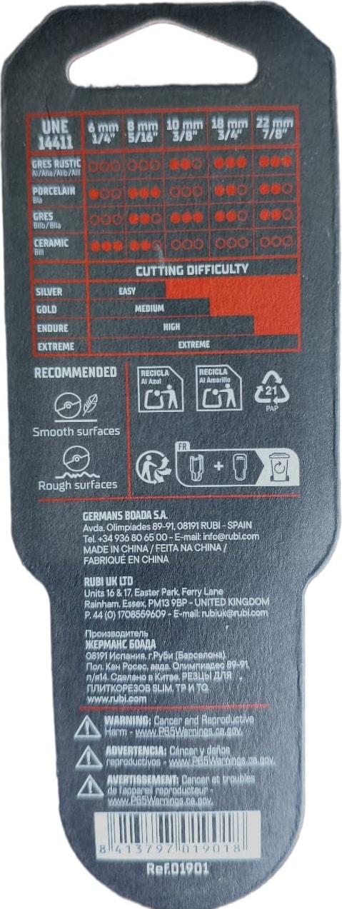 Rubi Seramik Kesme Elması 22 MM Slim Slap Rulmanlı Orjinal