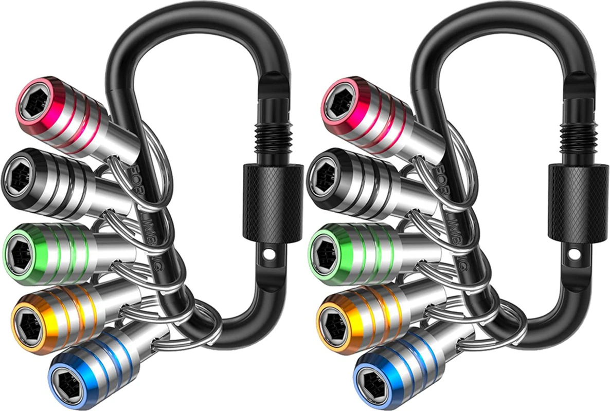 2x Bit Tutucu Anahtarlık, 10 Adet 1/4 Hex Shank Darbeli Matkap Ucu Anahtarlık Hızlı Değişim Bağlantı Tutucu Matkap Vida Adaptörü (Yurt Dışından)