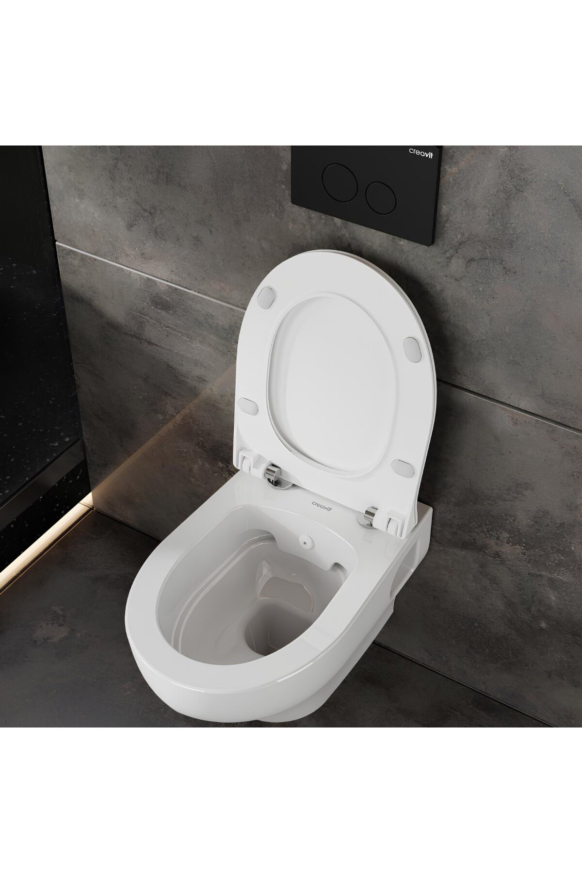Ness Beyaz Kanalsız Açık Montaj Asma Klozet NS322, Ness Duroplast Yavaş Kapak KC3403