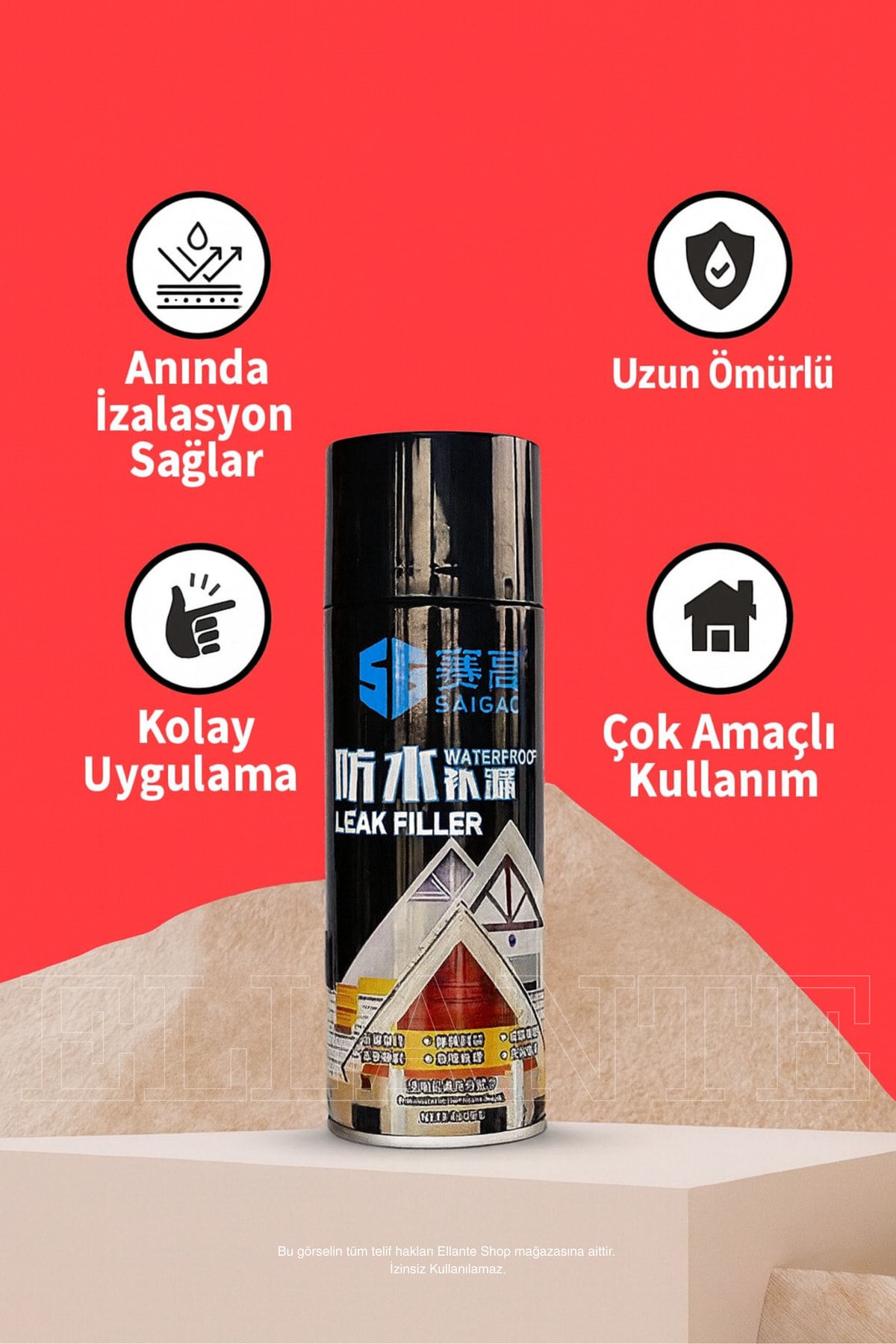 Su Geçirmez İzolasyon Spreyi – Çok Amaçlı Hızlı Onarım ve Koruma Spreyi SİYAH RENK 450 ml